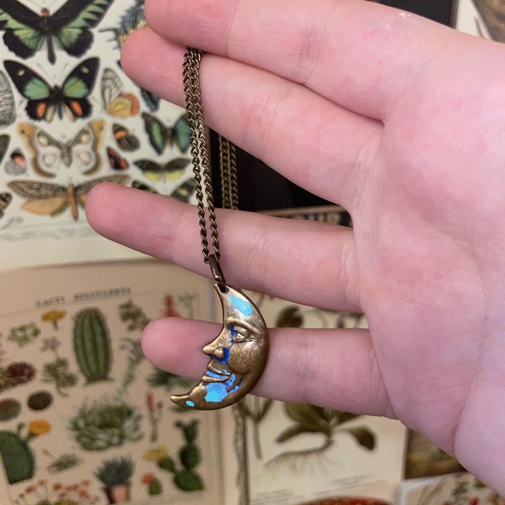 Bronze Moon Charm Necklace